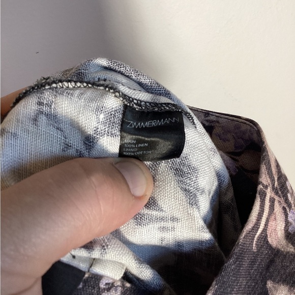 Zimmerman Linen stranded jumpsuit in black lavender Floral, size 0 - Picture 6 of 7